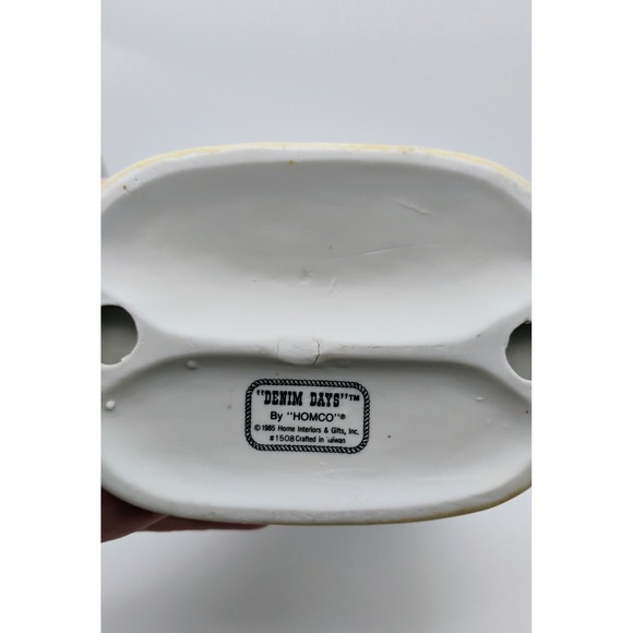 HOMCO Denim Days #1508 "Our Snowman" Vintage 1985 Figurine Kids w/ Snowman & Dog - Picture 5 of 8